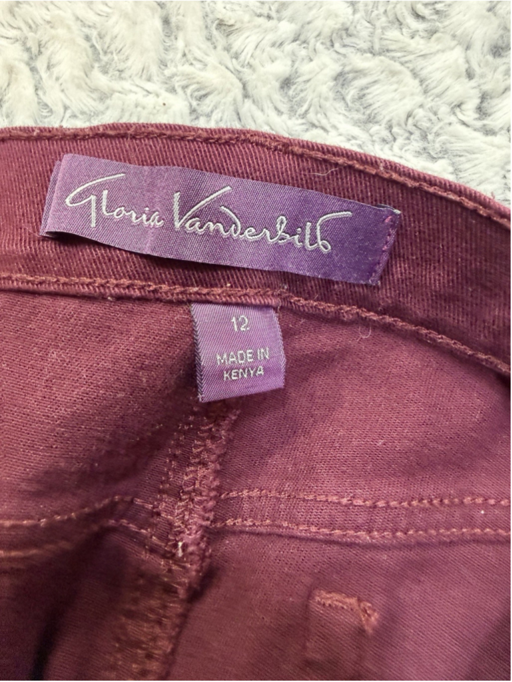 Gloria Vanderbilt Women’s Straight Leg Jeans Burgundy Dark Wash Stretch Pockets - Picture 8 of 10